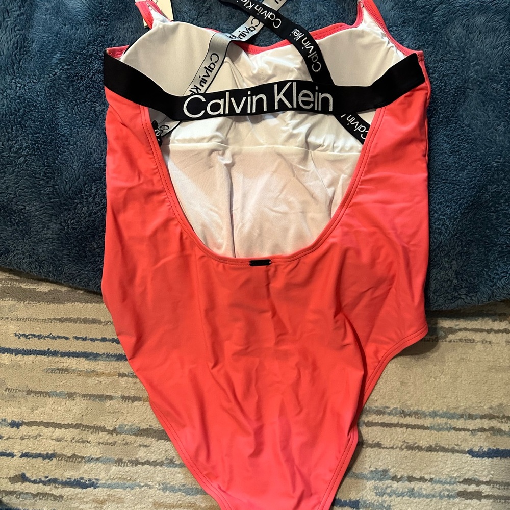 Calvin Klein Pink Swimsuit with Logo Band